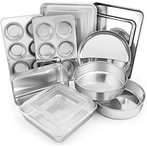 E-far 12-Piece Stainless Steel Bakeware Set Cover