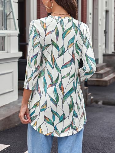 BAISHENGGT Women's V Neck 3/4 Sleeve Tunic Tops for Leggings Casual Dressy T-Shirts Blouses2