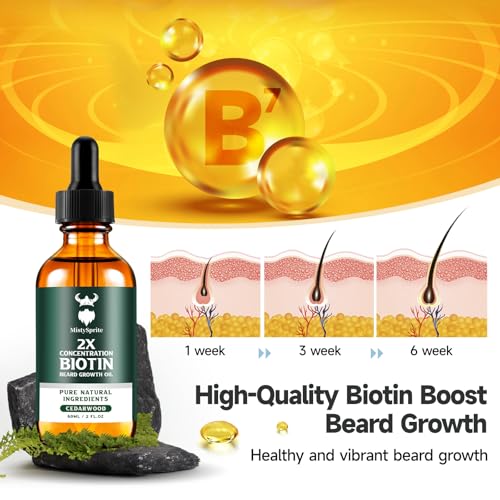 Beard Growth Oil - 2X Concentration Biotin Beard Oil for Men (2 oz) - Natural Mens Beard Oil with Argan Oil, Jojoba Oil and Vitamin, Beard Growth Softener, Moisturizer (Cedarwood) - Image 4