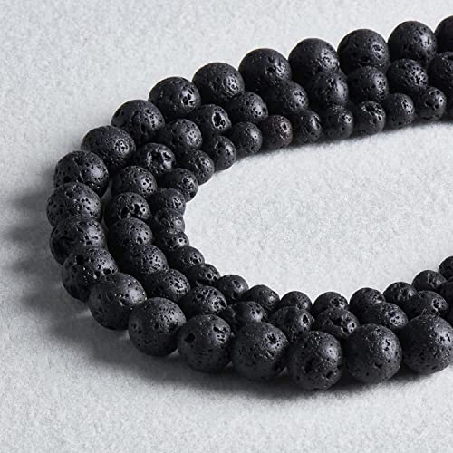 Image of 51pcs Natural Beads Round Black Lava Gemstone Beads Loose Beads 8 MM || Remove's Negativity || Feng Shui || Reiki ||Gemstone || लावा
