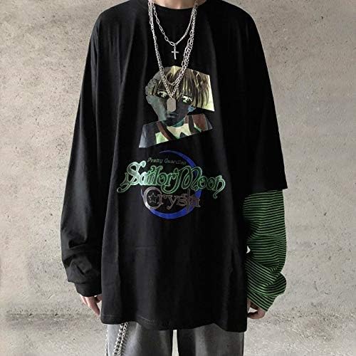 Amazon Co Jp アニメ図柄ファッション韓国系切り替えストリート系tシャツ ホワイト L ファッション