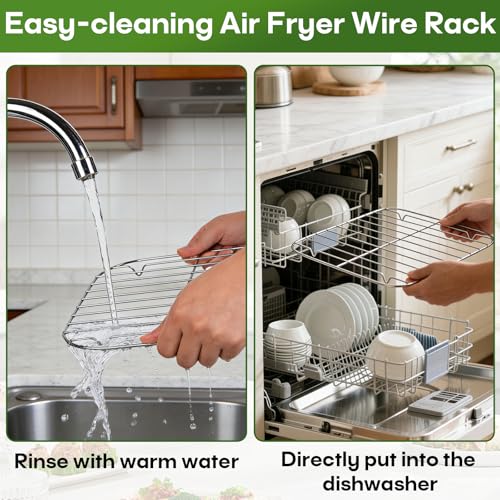 Itsall 8''×8'' Stainless Steel Air Fryer Grill Rack, Square Cooking Rack for 5–6 QT Air Fryer Baskets, Food-Safe 304 Rust-Resistant Air Fryer Accessory, Dishwasher Safe by Itsall - Image 5