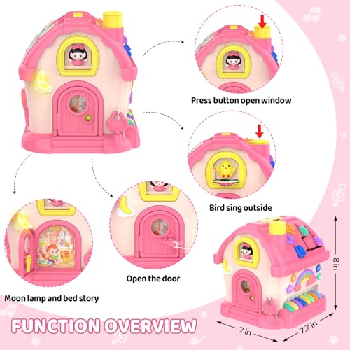Fidecexv Montessori Toys for 1 Year Old Girl Gifts, 12-in-1 Musical House Toddler Learning Toys for 1-2, 1st First Birthday Gifts for Girls and Boys Baby 6-12 12-18 6-24 Months
