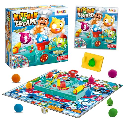 CRAZE Board Game Kitchen Escape Zwiebel-Zerstörungsspiel mit Kinderknete für die ganze Familie Brettspiel Kinder ab 3 Jahren