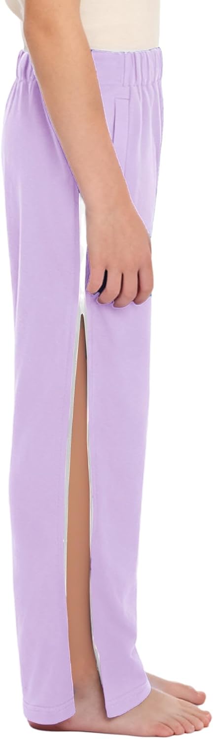 Oyolan Tear Away Pants for Kids Girls Boys Side Split Full Open Sweatpants Adaptive Breakaway Post Surgery Pants
