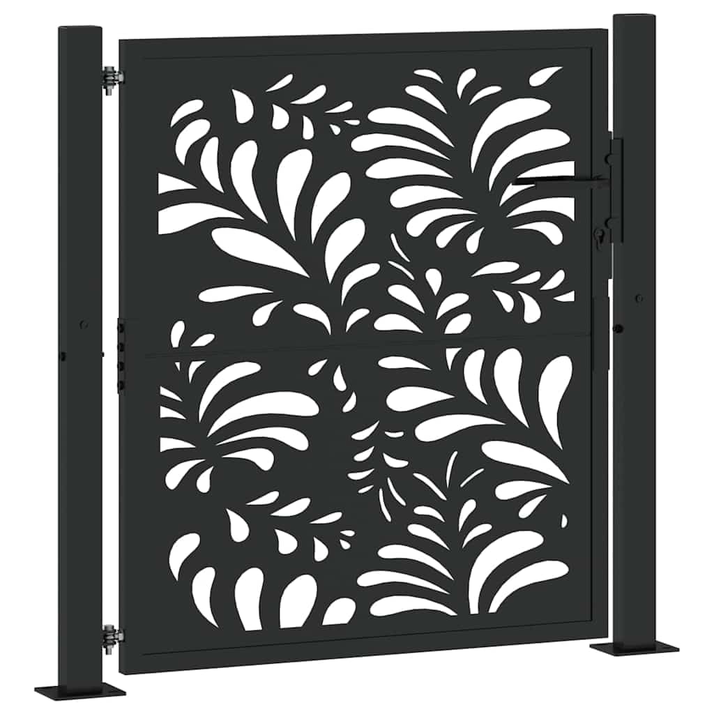 vidaXL Cancello Giardino Nero 100x100 cm in Acciaio Design Ondulato, cancello della Recinzione, cancello Esterno, cancello del Metallo