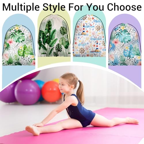 Image of Botanical Gymnastics Grip Bag Tropical Plants Small Drawstring Gym Bag for Yoga
