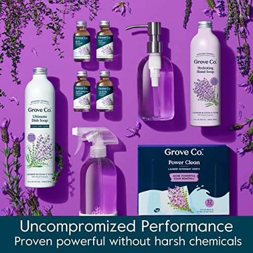 Grove Co. Tub And Tile Cleaner, Refill Concentrate (6 X 1 Fl Oz) Plant-Based Household Cleaning Supplies, No Plastic Waste, 100% Natural Lavender & Thyme Fragrance, 3 X 2 Pack Refills #TOP6