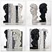 Lukitas David Head Decorative Bookends, Heavy Duty Half-and-Half Book Ends Non-Slip, Classical Artistic Sculpture for Office Home Bookshelf Decor, Black & White, Resin 9.5''