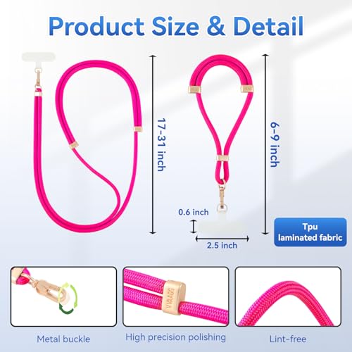 Image of VVAAGG Cell Phone Lanyard for iPhone: Crossbody Phone Strap Adjustable Neck Wrist Strap Anti Theft Long Lanyard Travel Essential for Women Most iPhone and Android Smartphones