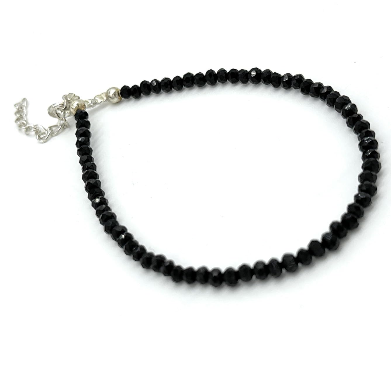 Jyokrish White Metal Silver Simple Glossy Black beads| Crystals Chain Bracelet for Girls |Women length | Free Size |Single Piece| Nazariya (B0B6FRY8WV) Amazon Price History, Amazon Price Tracker