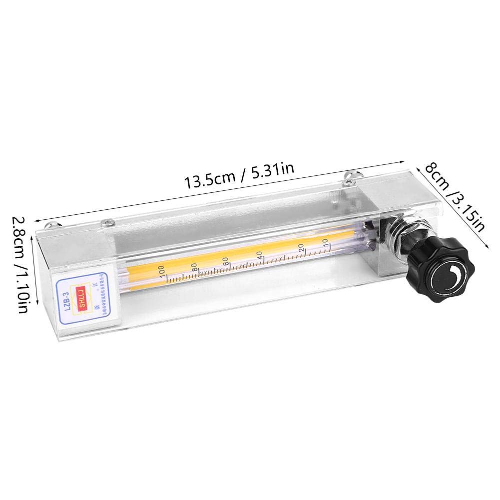 Flussometro per liquidi LZB-3, flussometro per acqua con tubo di vetro, flussometro per acqua ad alta precisione Intervallo 10-100 ml/min, 5,31x3,15x1,1 pollici.(10-100mL/min)