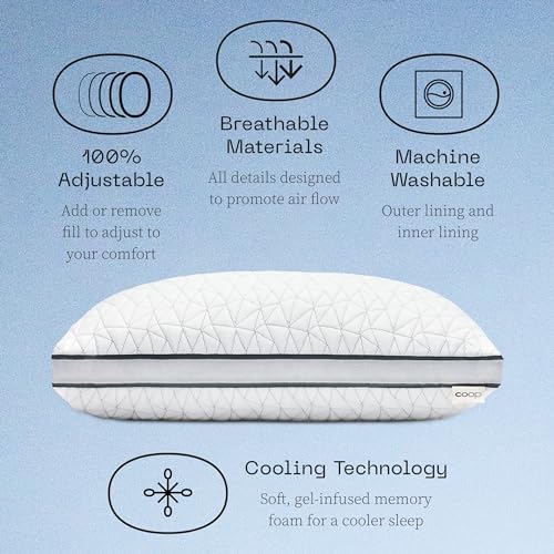 Queen Size Memory Foam Bed Pillow for Back, Stomach, and Side Sleepers - Medium Soft Cooling Gel