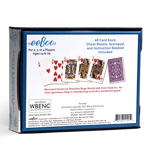 eeBoo: Piece and Love Pinochle Playing Card Set, an Artistic Version of This Traditional Card Game, Contains 48 Cards, 4 Cheat Cards and Scorepad, For Ages 14 and up - Thumbnail 2