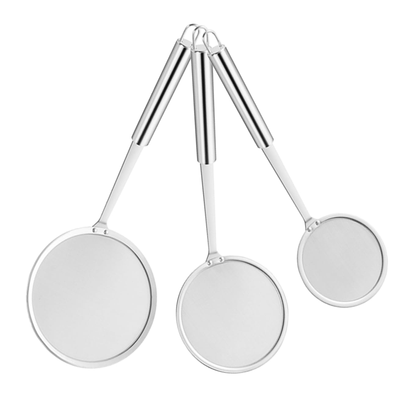 Cabilock 3Pcs Stainless Steel Strainer Spoon Fine Mesh Colander Scoop for Cooking Food Grade Oil Separator Long Handle for Soup Juice and Grease Removal Kitchen Essential