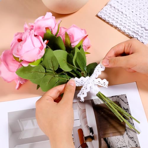 Spitzenband Weiß, 1.5 cm Vintage Spitzenborte Weich Spitzenstoff Posamentenborte Lace Trim für DIY Kleid für Hochzeit Dekorationen Tischdeko Nähen Brautkleid Basteln Geschenkband Handwerk, 9 m