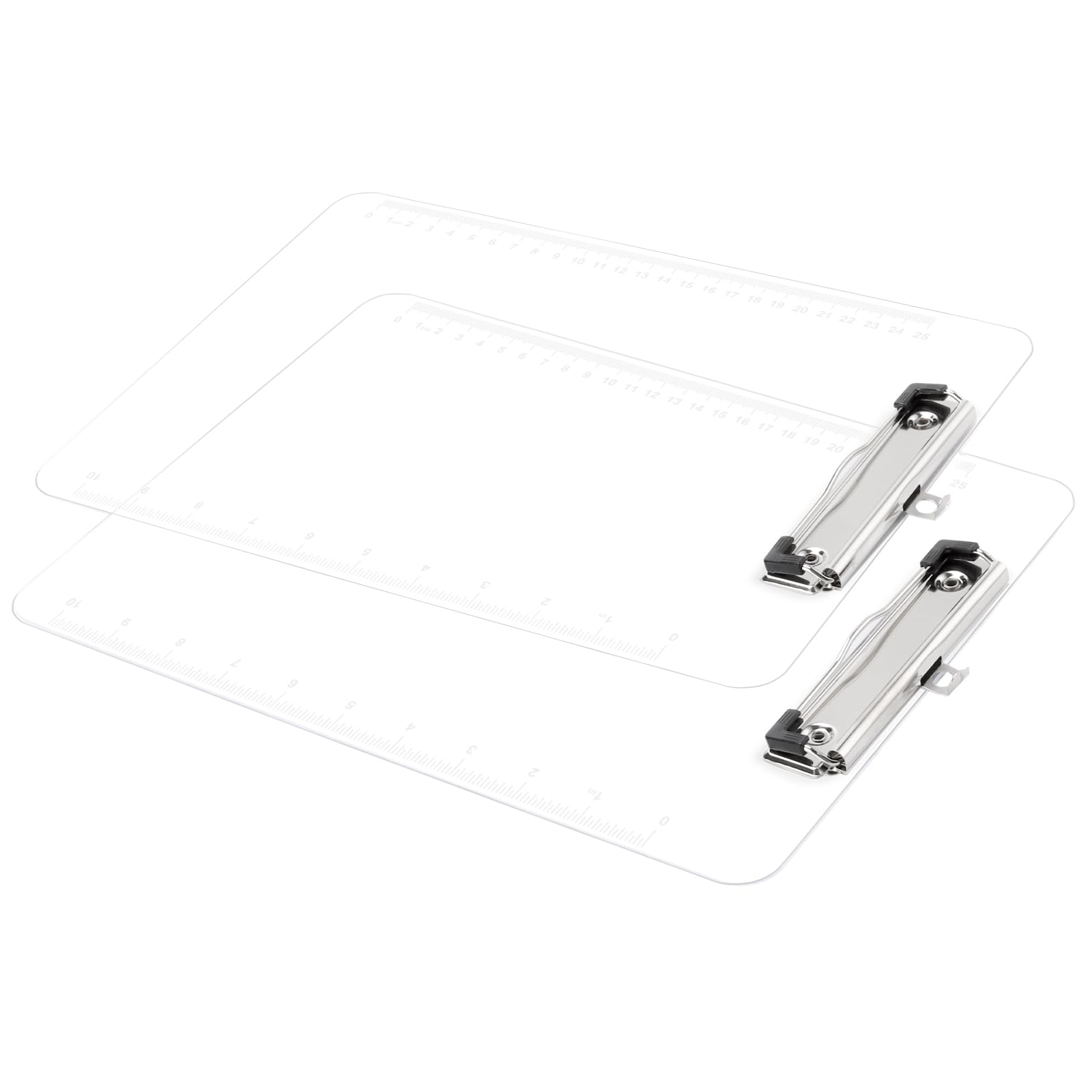 HONYUET 10PCS A4 Clear Plastic Clipboard, 31.5x22.5cm Transparent Acrylic Clip Boards with Scaled for Office Document Storage - Image 4