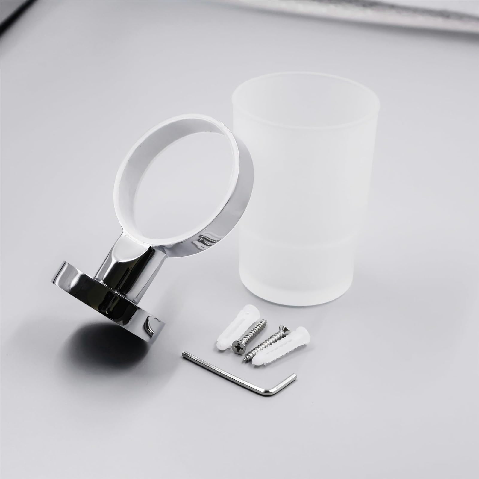 Porta Cepillo Dientes Baño Soporte For Cepillo De Dientes Pared con Vaso Satinado Metal Acero Inoxidable Hogar Y Cocina(Blue,Silver)