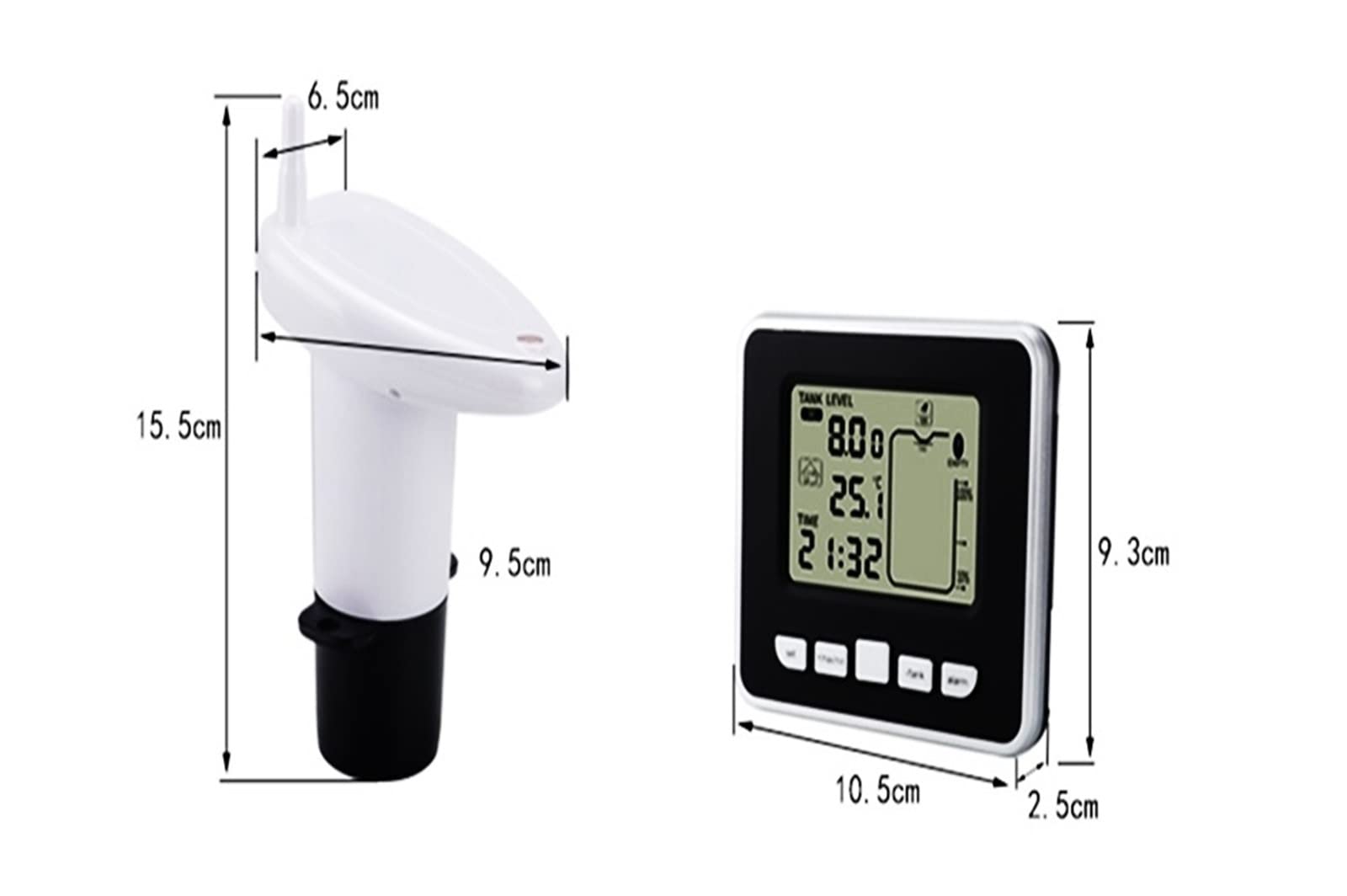 Tanque de agua ultrasónico inalámbrico Medidor nivel líquido Sensor temperatura profundidad Indicador Transmisor alarma tiempo,Monitor preciso