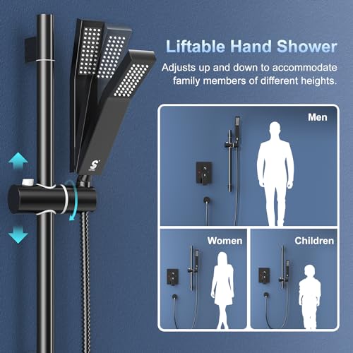 SR-SUN-RISE-12-Inch-Slide-Bar-Shower-Faucet-Luxury-High-Pressure-Shower-Heads-and-Handheld-Spray-Combo-Set-Wall-Mounted-Shower-System-Included-Valve-and-Trim-Kit-Matte-Black SR SUN RISE 12 Inch Slide Bar Shower Faucet Luxury High Pressure Shower Heads and Handheld Spray Combo Set Wall Mounted Shower System Included Valve and Trim Kit Matte Black
