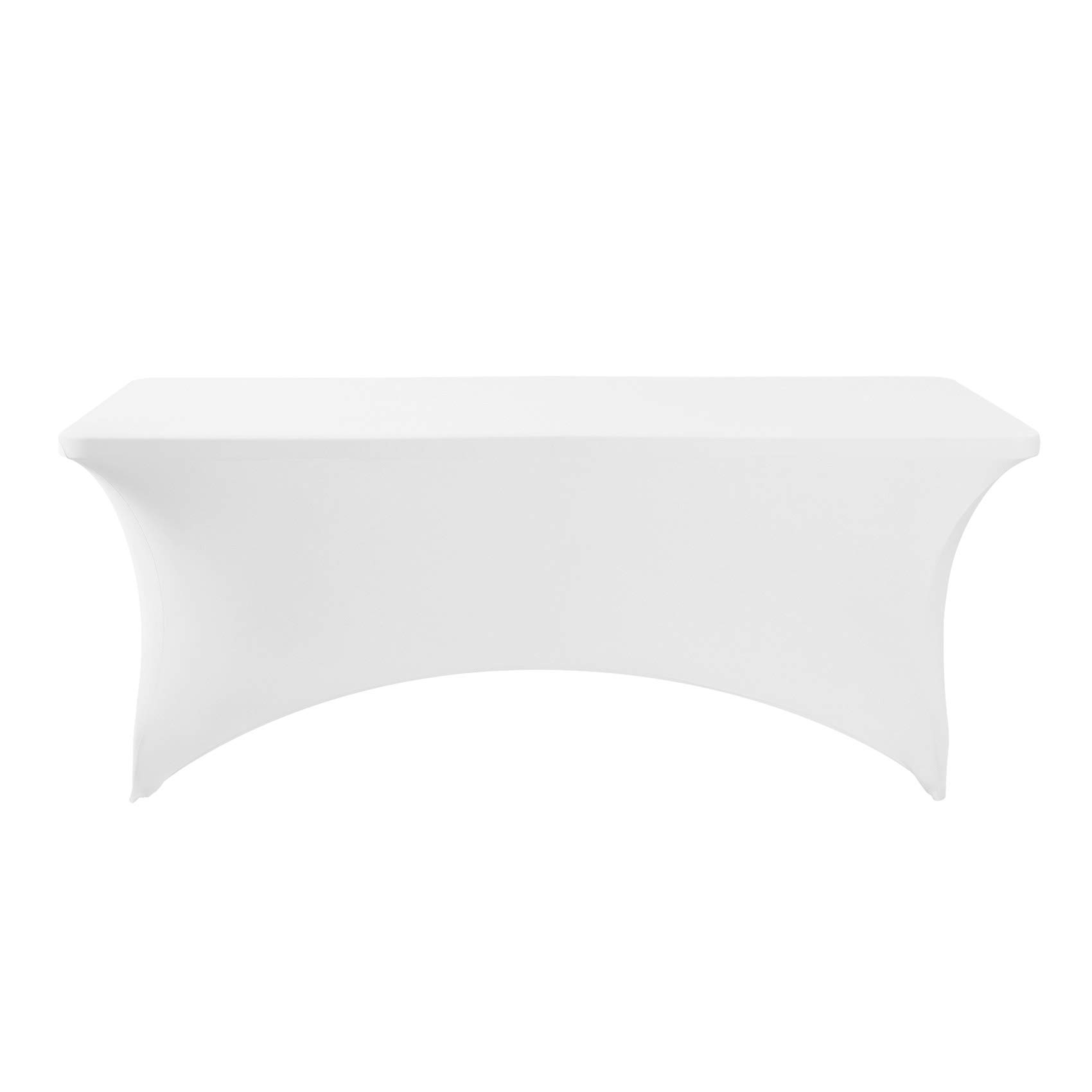 Fokitut Paquete de 6 manteles de elastano para mesas de 6 pies, ajustables, universales, elásticos, para fiestas, banquetes, bodas y eventos, color blanco