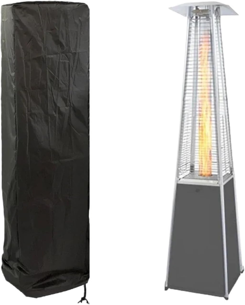 Patio Heater Covers 210D Waterproof Glass Tube Heater Cover Outdoor Square Standing Patio Protector For Pyramid Torch And Triangle