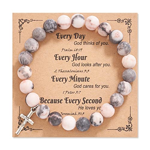 Dabem Christian Cross Bracelet, Religious Easter Gifts for Women Adults, Inspirational Catholic Faith Gifts