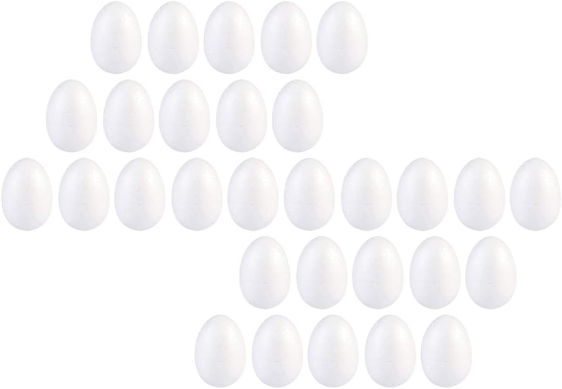 Generic 30pcs Craft Foam Egg DIY Eggs Styrofoam Polystyrene Foam Egg Styrofoam Balls for Flower Arranging DIY Crafts Projects 7cm