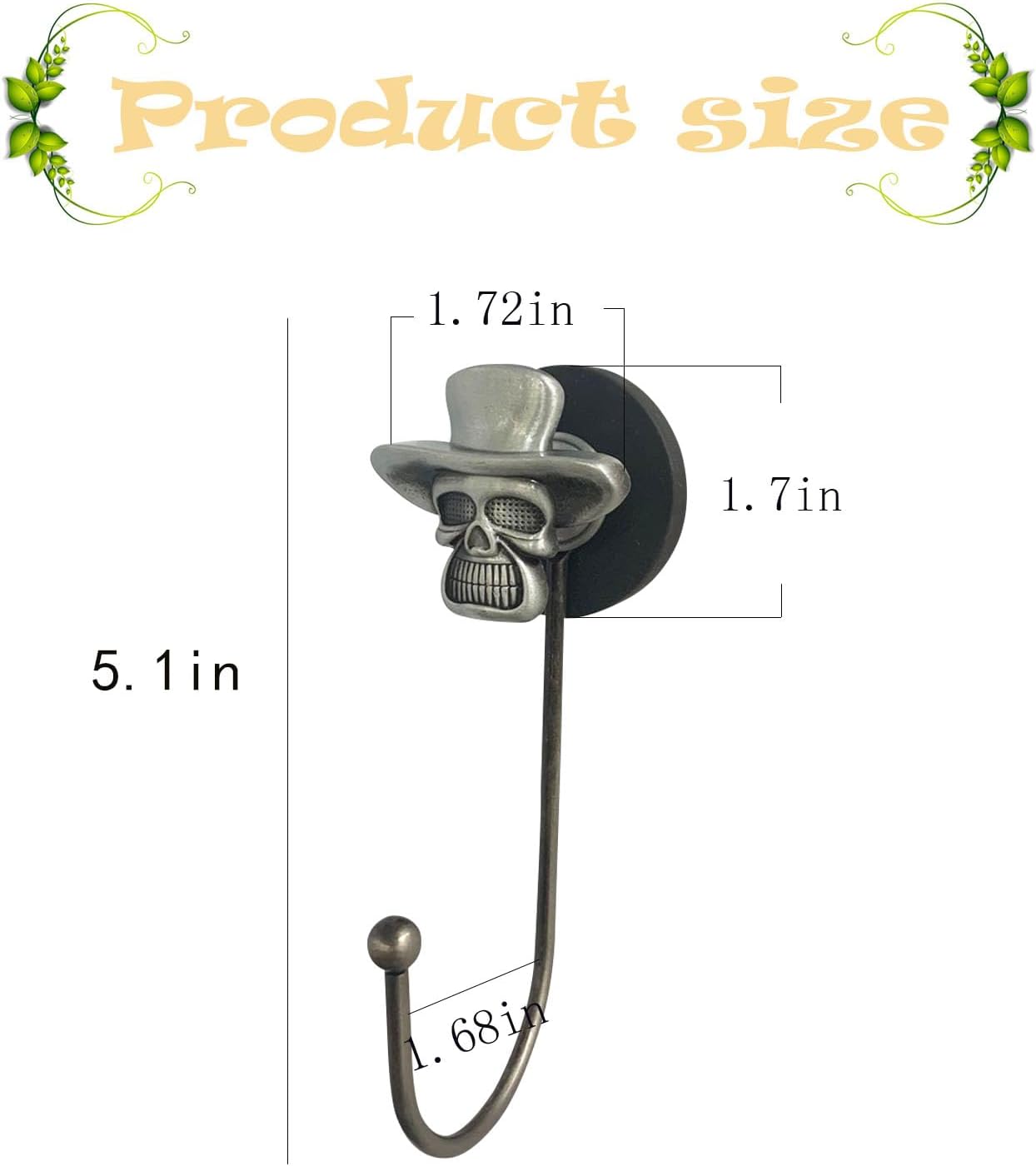 4pcs Skull Magnetic Hook,Magnetic Hooks Heavy Duty for Classroom Beach Vacation Kitchen Grills Home (Ancient Silver)
