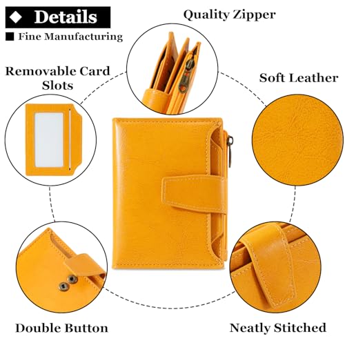 Image of Airkit Small Wallet Women RFID Blocking Soft Leather Bifold Compact Card Holder Wallet for Women with Zipper Coin Pocket 4 ID Window