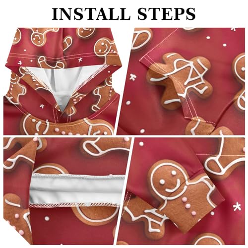 Kids Hoodies Sweaters Christmas Gingerbread Hooded Sweatshirts with Big Pockets for Boys Girls B04000223