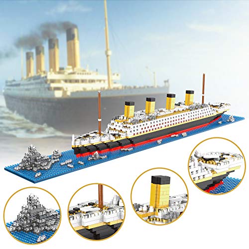 Image of World Famous Titanic Micro Building Block Set Cruise Ship Micro Bricks Model Kit for Adults Ages of 14+ - 1872 PCS Great Gift