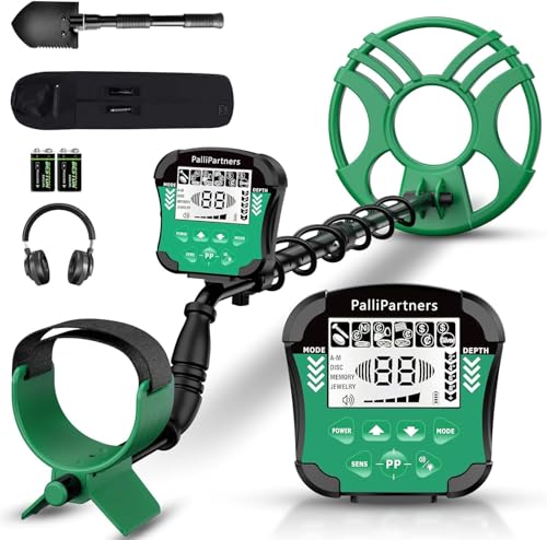 Image of PalliPartners Metal Detector for Adults Waterproof-Professional Higher Accuracy Gold Detector with LCD Display,5 Mode,Advanced DSP Chip 12 inch Coil(Green)