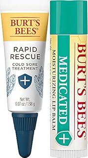 Burt's Bees Stocking Stuffers, Cold Sore Lip Care Treatments Bundle - Rapid Rescue and Medicated Lip Balm