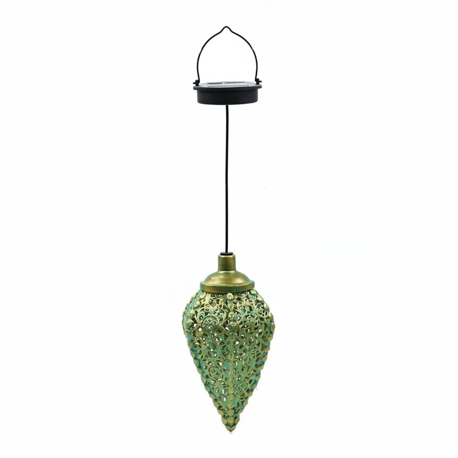 Long-Lasting Wrought Iron Solar Lantern Weather Resistant Outdoor LED Solar Lantern Auto On/deactivate Decorative Garden Hanging Light for Balcony, Patio, Yard, Water Drop-picture-19