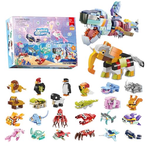 Adventskalender Kinder, Meerestiere für Adventskalender 2026, 24 Tiere Klemmbausteine Weihnachtskalender Kinder, Weihnachts Geschenk für Mädchen & Jungen & Meeresliebhaber