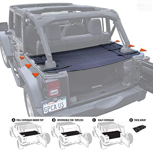 GPCA - Cargo Cover PRO, Reversible Tonneau Cover, Heavy-Duty Accessories for Wrangler JK, JKU, Patented Trunk Cover, Use with 4DR Sport, Sahara, Rubicon and Freedom Unlimited 2007-2018 Models