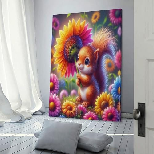 Peinture écureuil murale habiller grand mur salon 60x90cm
