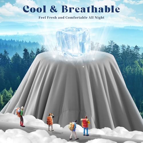 Image of Cooling Comforter Queen Size, Double-Sided Cooling Blanket for Hot Sleepers & Night Sweats, Arc-Chill Q-Max > 0.4 Breathable Ice Blanket, Lightweight Cold Comforter (80''x90'', Light Grey)
