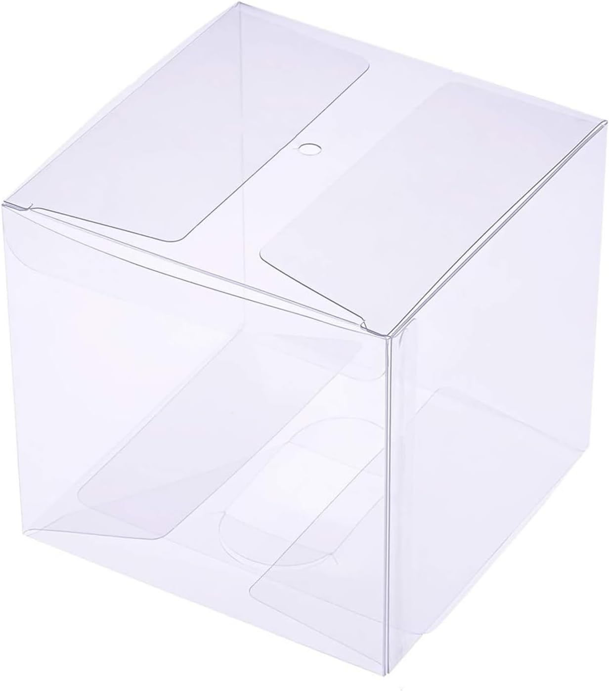 QKEL 30 Pack Clear Candy Apple Boxes with Hole, 4"x 4"x 4" Transparent Favor Boxes, Food-Grade Treat Boxes for Cake Pops Caramel Apples Chocolates and Cookies Christmas