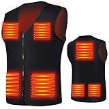 Elivespm - Chaleco térmico eléctrico para hombre y mujer, con 7 almohadillas térmicas para exteriores, senderismo, motocicleta, chaleco calefactable, para climas fríos, invierno, caza, Negro , medium