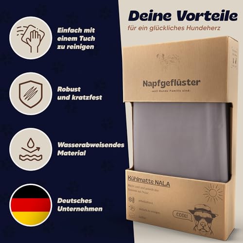 Napfgeflüster® - NALA Kühlmatte für Hunde Selbst Kühlende Hundematte Sommer Kühlkissen hundematte für Zuhause Unterwegs oder im Auto Größe (M)