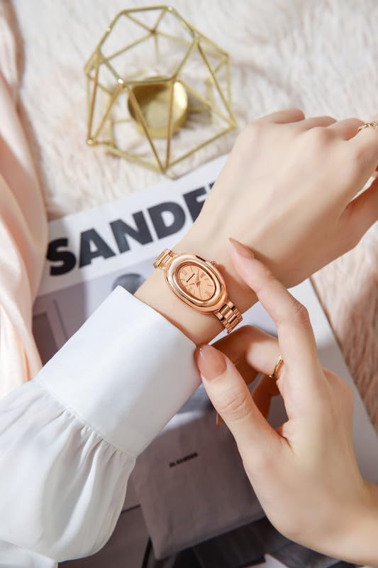 Image of Giordano Analog Quartz Watch for Women - Oval Shape Dial, Roman Numeral Hour Markers, Water Resistant and Stainless Steel Strap- GZ-60115