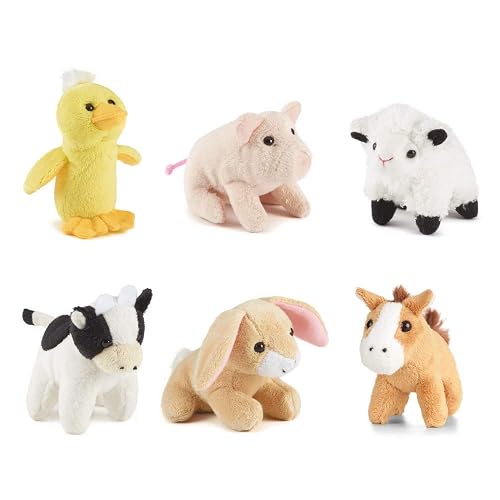 Nature-AMZ05FM Living Nature Miniature Buddies Soft Toys, pack de 6 animales, Multicolor (Keycraft AMZ05FM