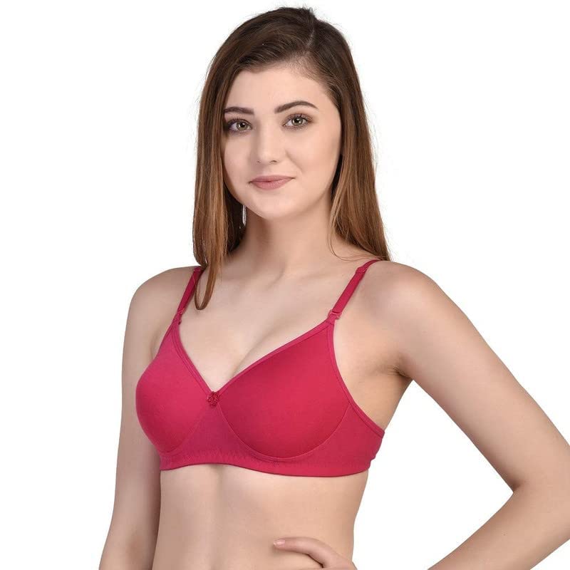 Image of QOXLYZ Women's Cotton Lightly Soft Full Cup Padded Non Wired T-Shirt Push-up Everyday Bra (Combo Pack 2)