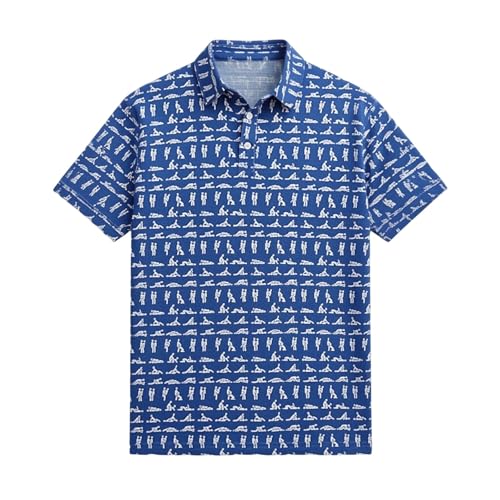 Polo homme manches courtes graphique en coton respirant pour l'été