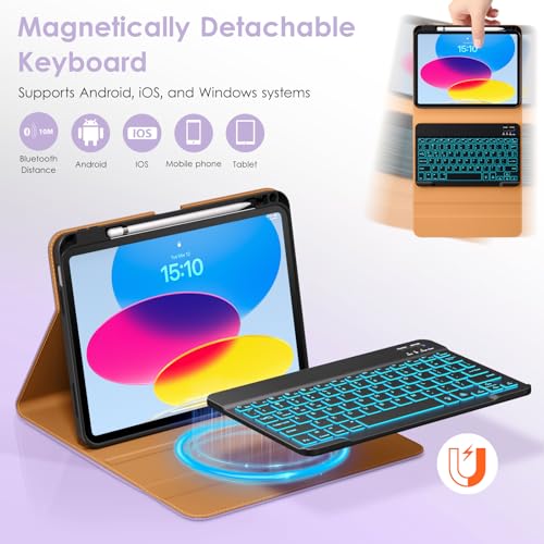 Image of DTTO for iPad (A16) 11th / 10th Gen Case with Keyboard, Lavender