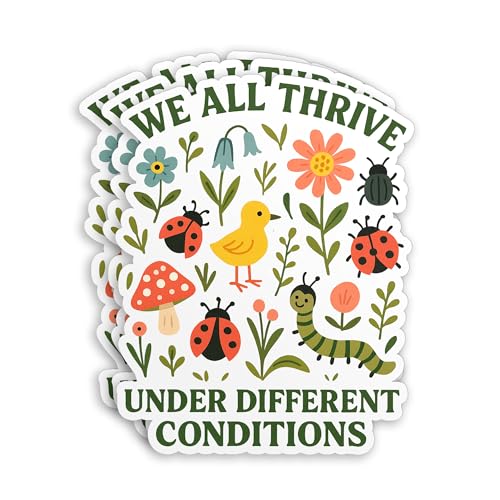 (3Pcs-3") We All Thrive Under Different Conditions Sticker Special Education Autism Teacher Waterproof Die-Cut Vinyl Sticker for Laptop Water Bottle Hard Hat Decal Stuff Gift for Her Him 3 Inches