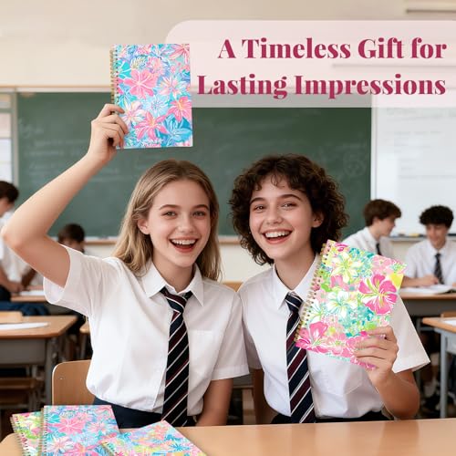 Image of Ialtsidws Watercolor Floral Spiral Journal Notebook Set, 3 Pcs Colorful Flower Spiral Bound Notebooks, Cute Journals for Kids, Notepad (8.2 * 6.2 inch) for School Student Daily Note Taking