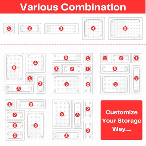 Image of Aliensware 25Pcs Transparent Drawer Organizer, Versatile Bathroom and Vanity Organiser, Storage Bins for Makeup Cosmetics,Jewellery,Kitchen,Bathroom,Bedroom,Office,Gadgets